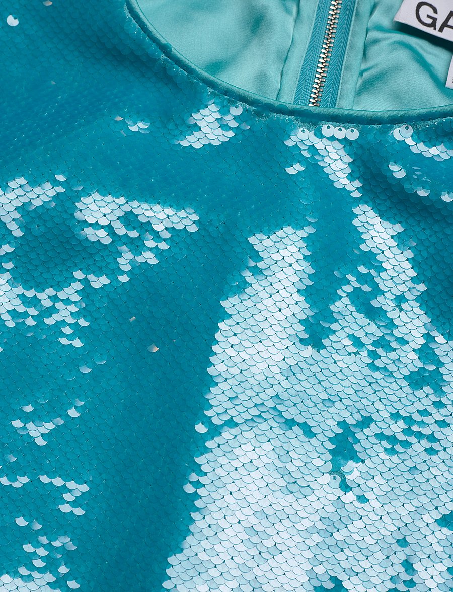 Ganni - Sequins - langärmelige blusen - blue curacao - 2