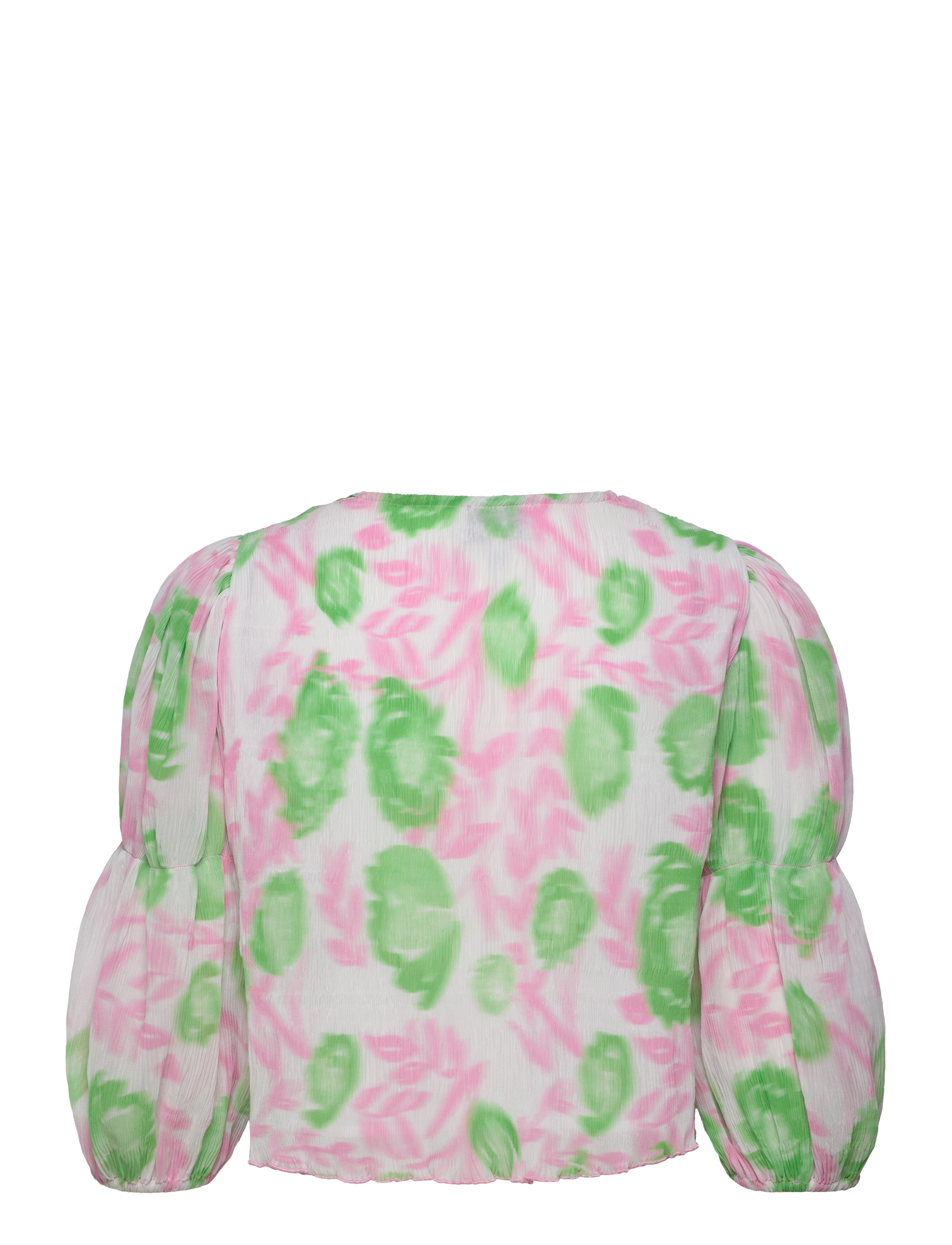Ganni - Pleated Georgette - short-sleeved blouses - pink tulle - 1