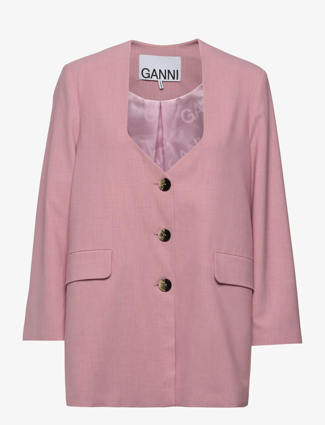 Ganni - Drapey Melange - festtøj til outletpriser - pink tulle - 0