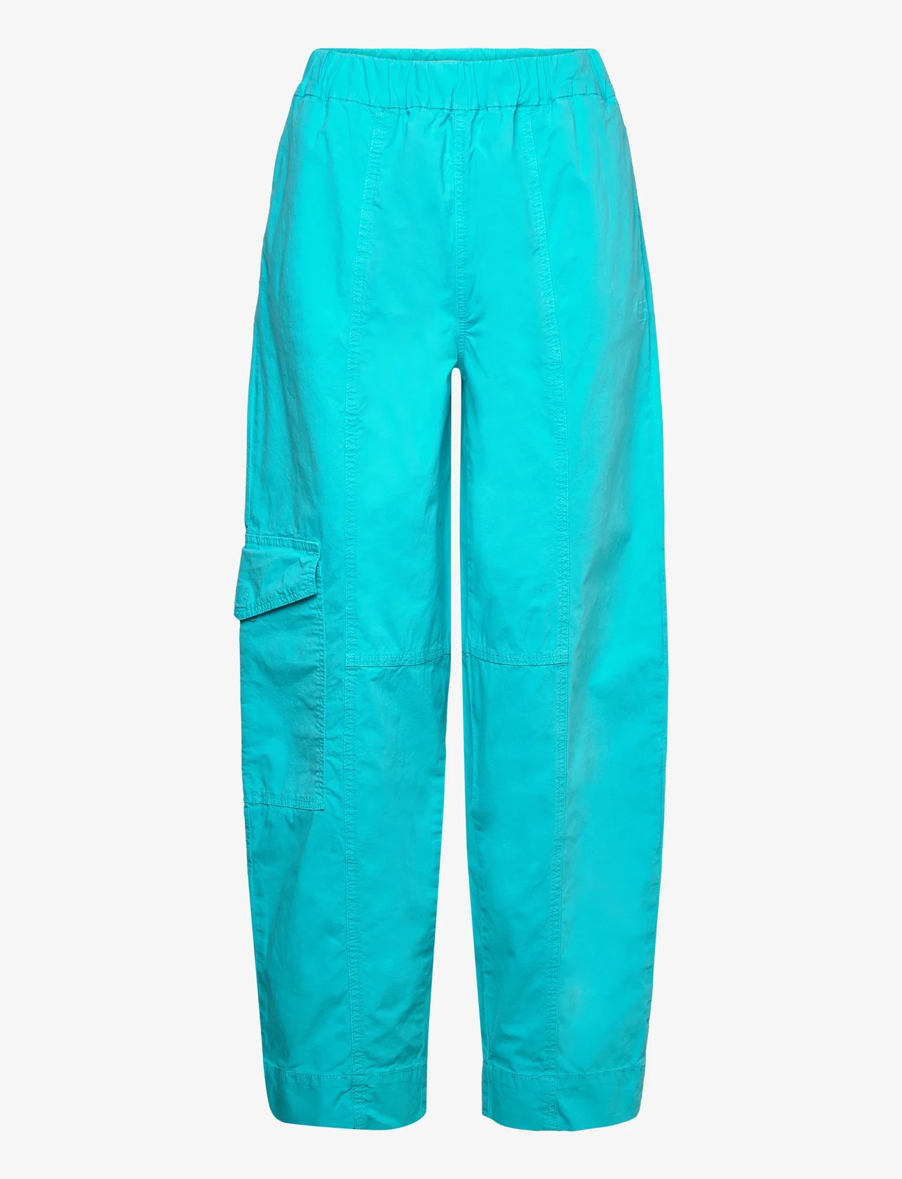 Ganni - Washed Cotton Canvas - spodnie cargo - blue curacao - 0