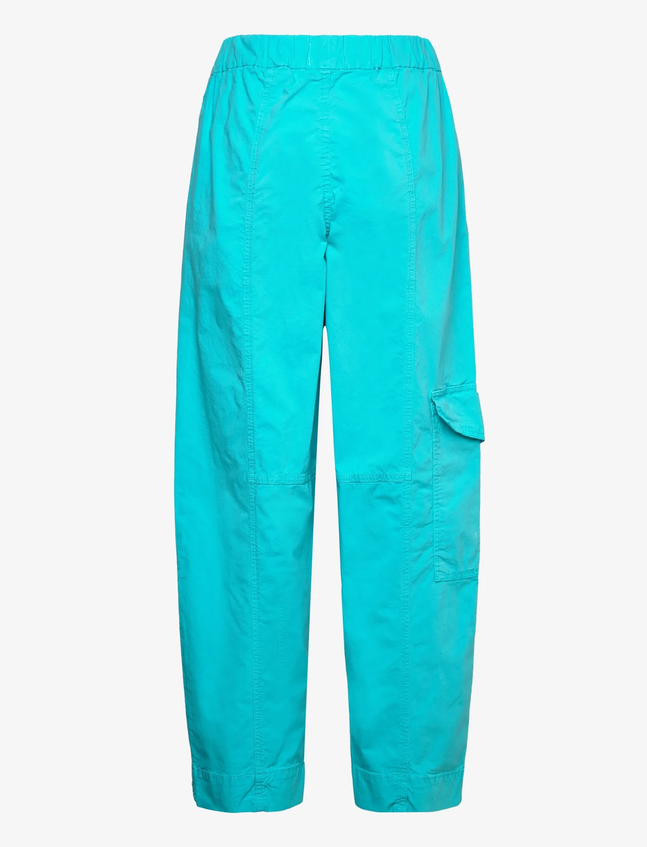 Ganni - Washed Cotton Canvas - spodnie cargo - blue curacao - 1