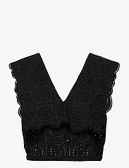 Ganni - Broderie Anglaise - sleeveless blouses - black - 0