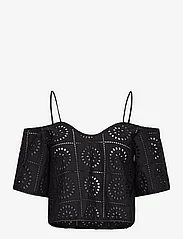 Ganni - Broderie Anglaise - blouses korte mouwen - black - 0