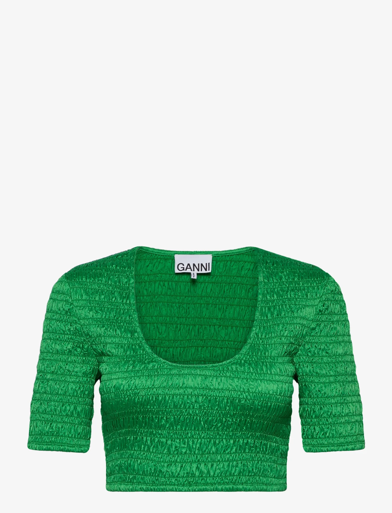 Ganni - Crinkled Satin - t-shirty & zopy - bright green - 0