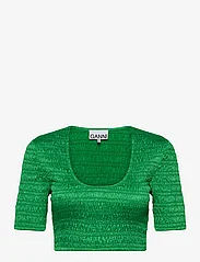 Ganni - Crinkled Satin - t-shirt & tops - bright green - 0