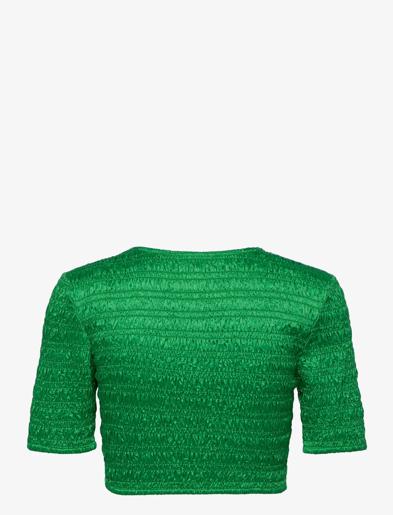 Ganni - Crinkled Satin - t-shirt & tops - bright green - 1