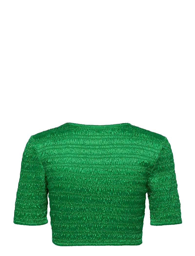 Ganni - Crinkled Satin - crop tops - bright green - 1