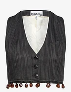 Drapey Stripe Suiting Waistcoat - BLACK