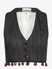 Ganni - Drapey Stripe Suiting Waistcoat - festtøj til outletpriser - black - 0