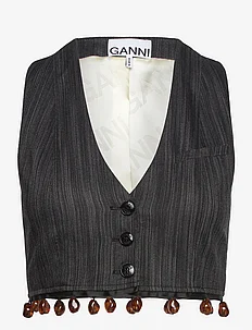 Drapey Stripe Suiting Waistcoat, Ganni