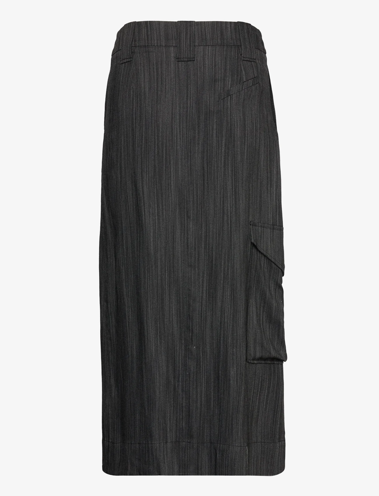 Ganni - Drapey Stripe Suiting Maxi Skirt - spódnice długie - black - 1