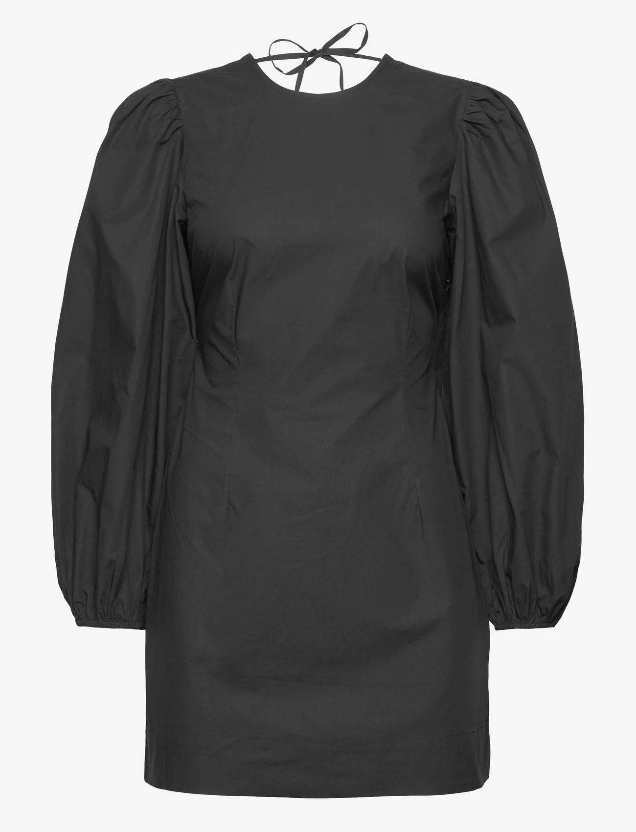 Ganni - Cotton Poplin Open Back Mini Dress - feestelijke kleding voor outlet-prijzen - black - 0