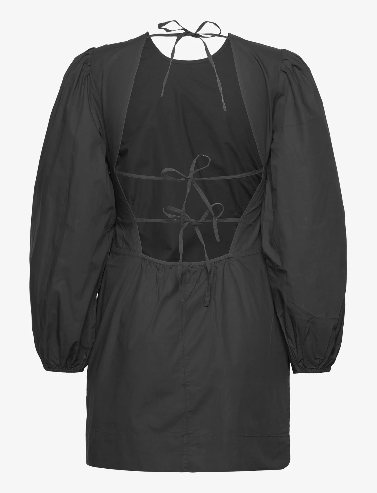 Ganni - Cotton Poplin Open Back Mini Dress - festklær til outlet-priser - black - 1