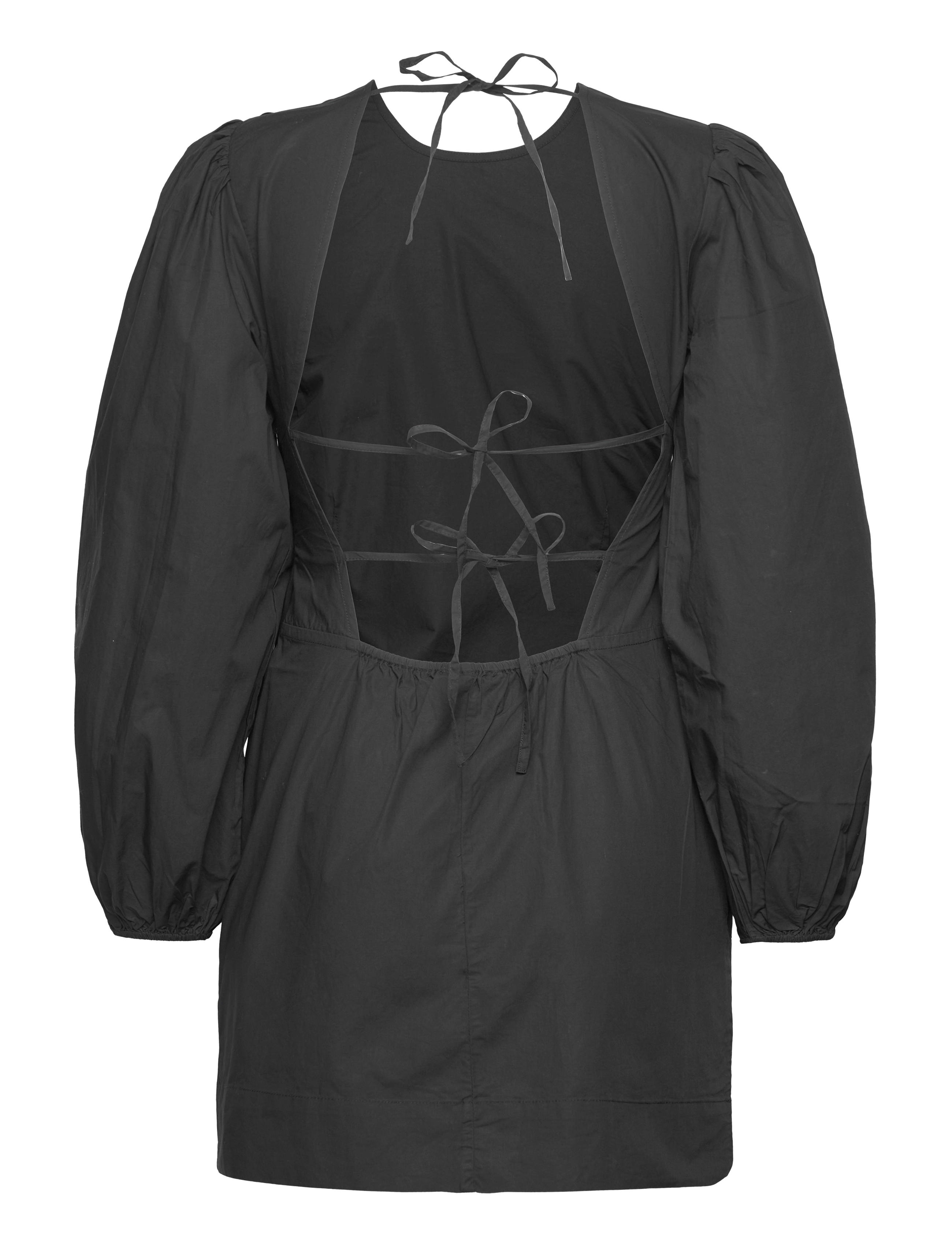 Ganni - Cotton Poplin Open Back Mini Dress - festtøj til outletpriser - black - 1