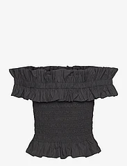 Ganni - Cotton Poplin - short-sleeved blouses - black - 1