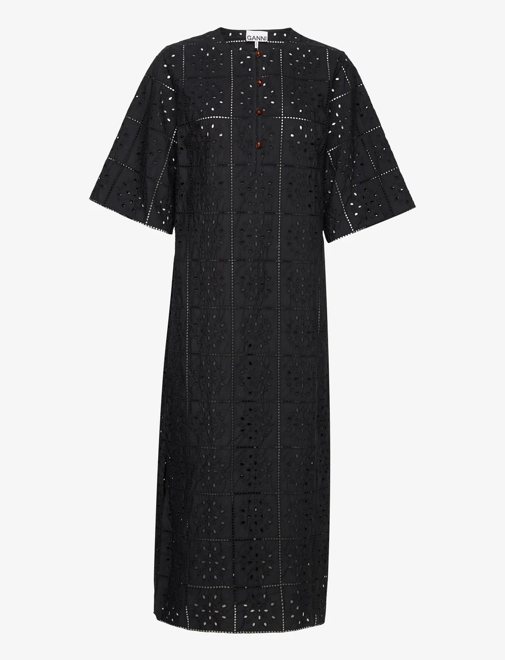 Ganni Broderie Anglaise T shirt Dress Maxi dresses Boozt