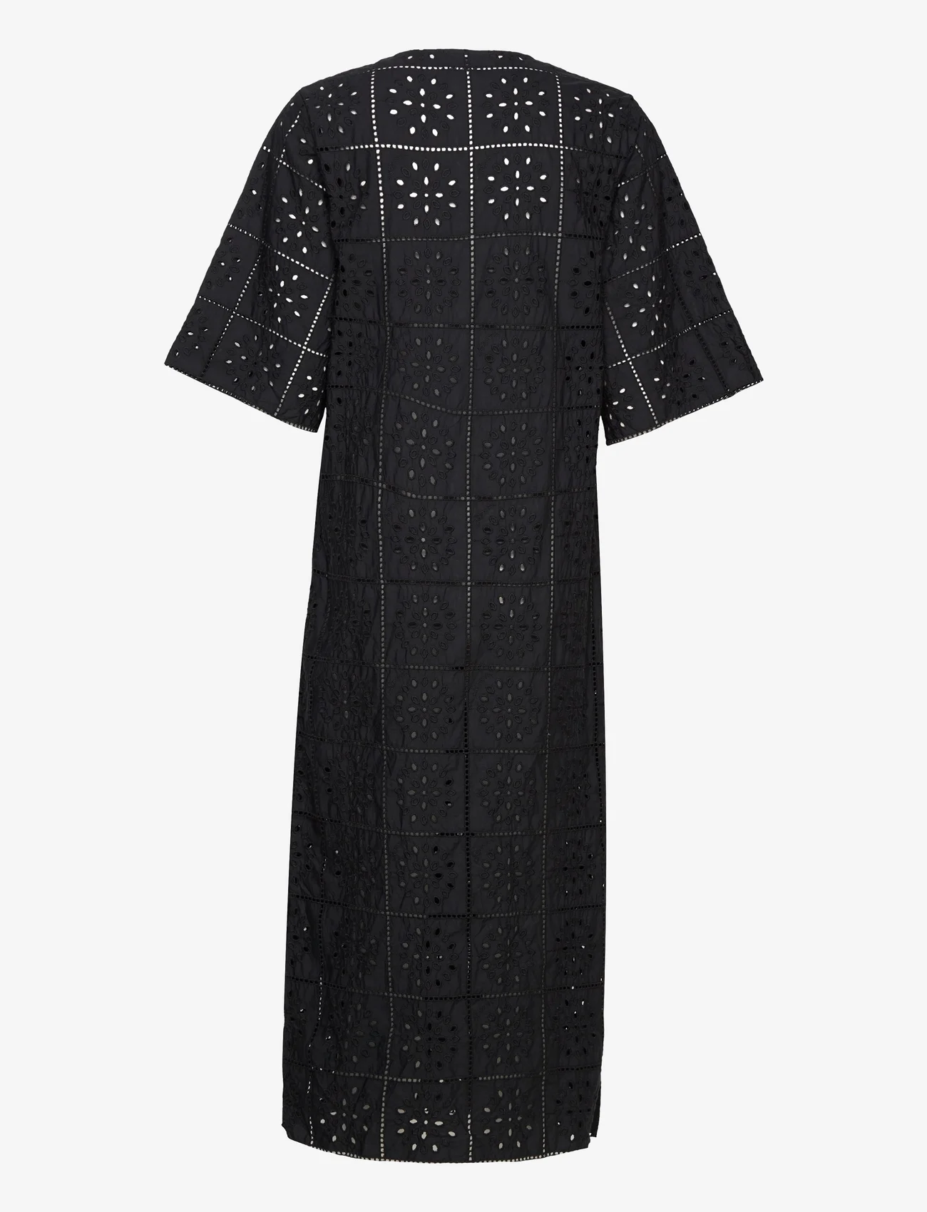 Ganni - Broderie Anglaise T-shirt Dress - maxi dresses - black - 1