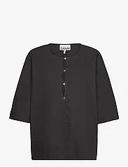 Ganni - Cotton Poplin Blouse - blouses korte mouwen - black - 0