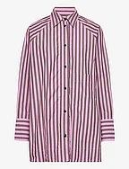 Stripe Cotton Oversize Raglan Shirt - BONBON