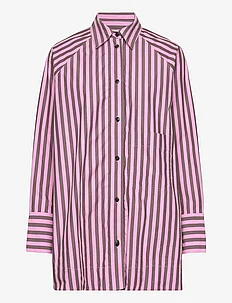 Stripe Cotton Oversize Raglan Shirt, Ganni