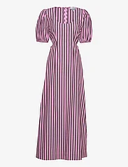 Ganni - Stripe Cotton Cutout Dress - skjortekjoler - bonbon - 0