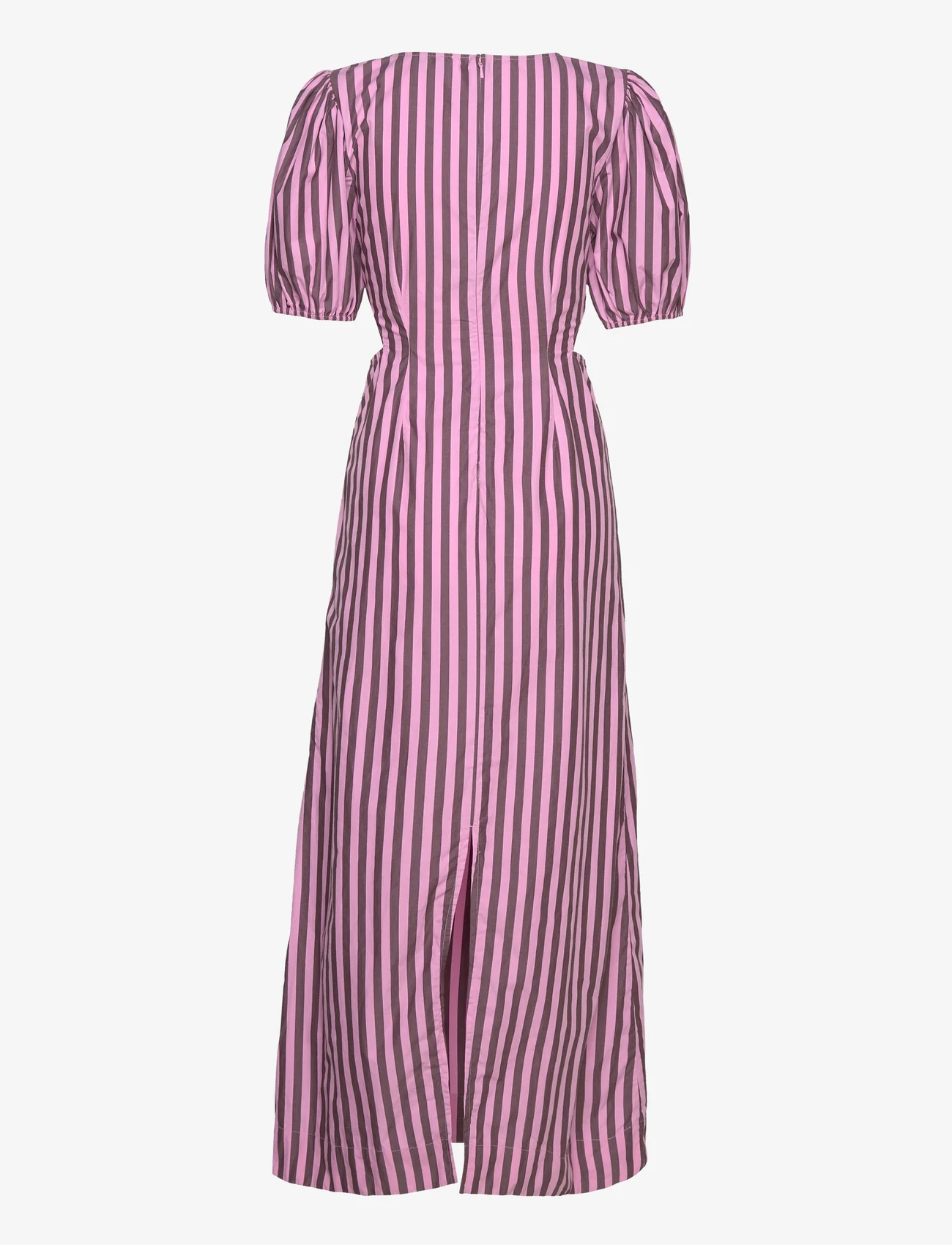 Ganni - Stripe Cotton Cutout Dress - skjortklänningar - bonbon - 1