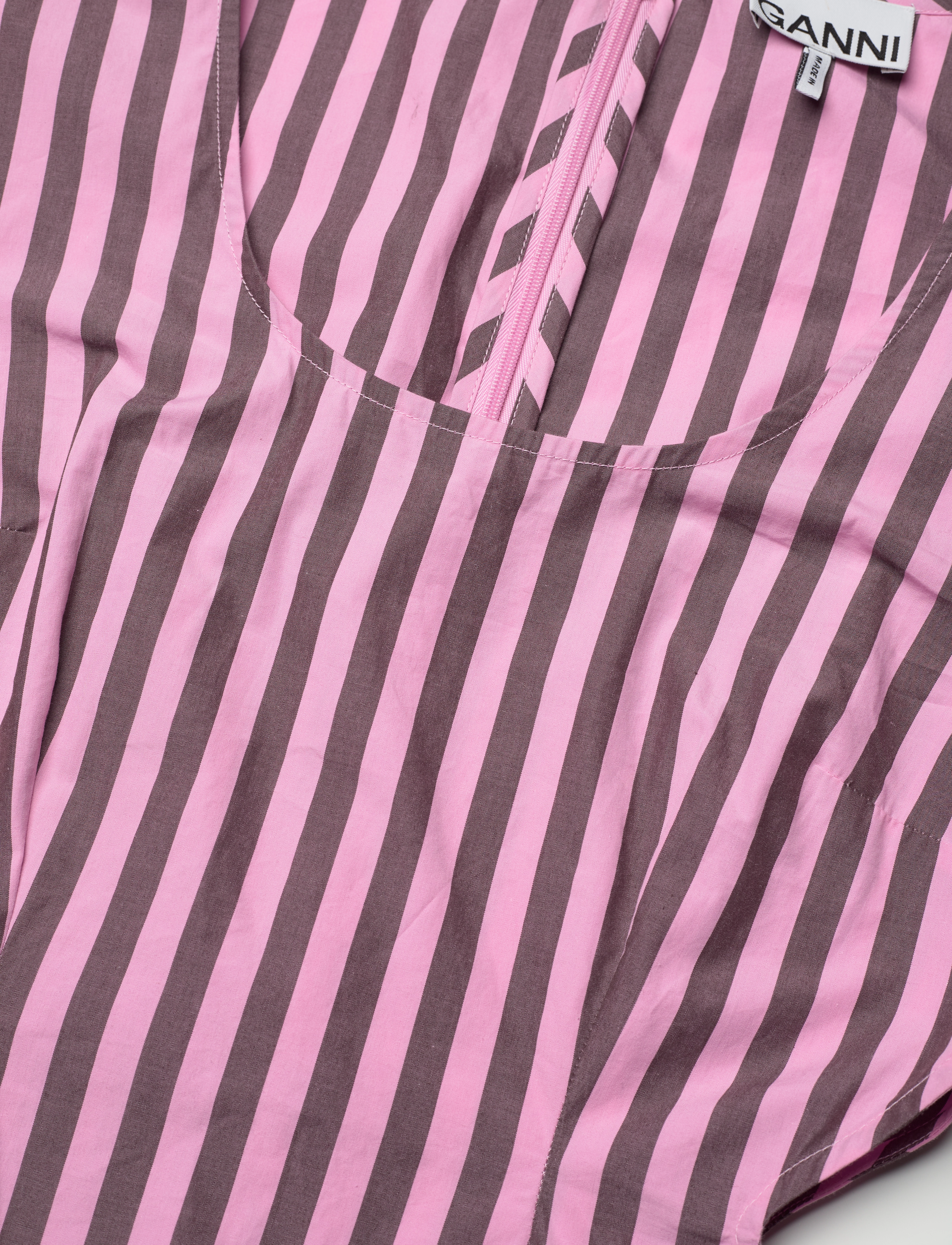 Ganni - Stripe Cotton Cutout Dress - bonbon - 4