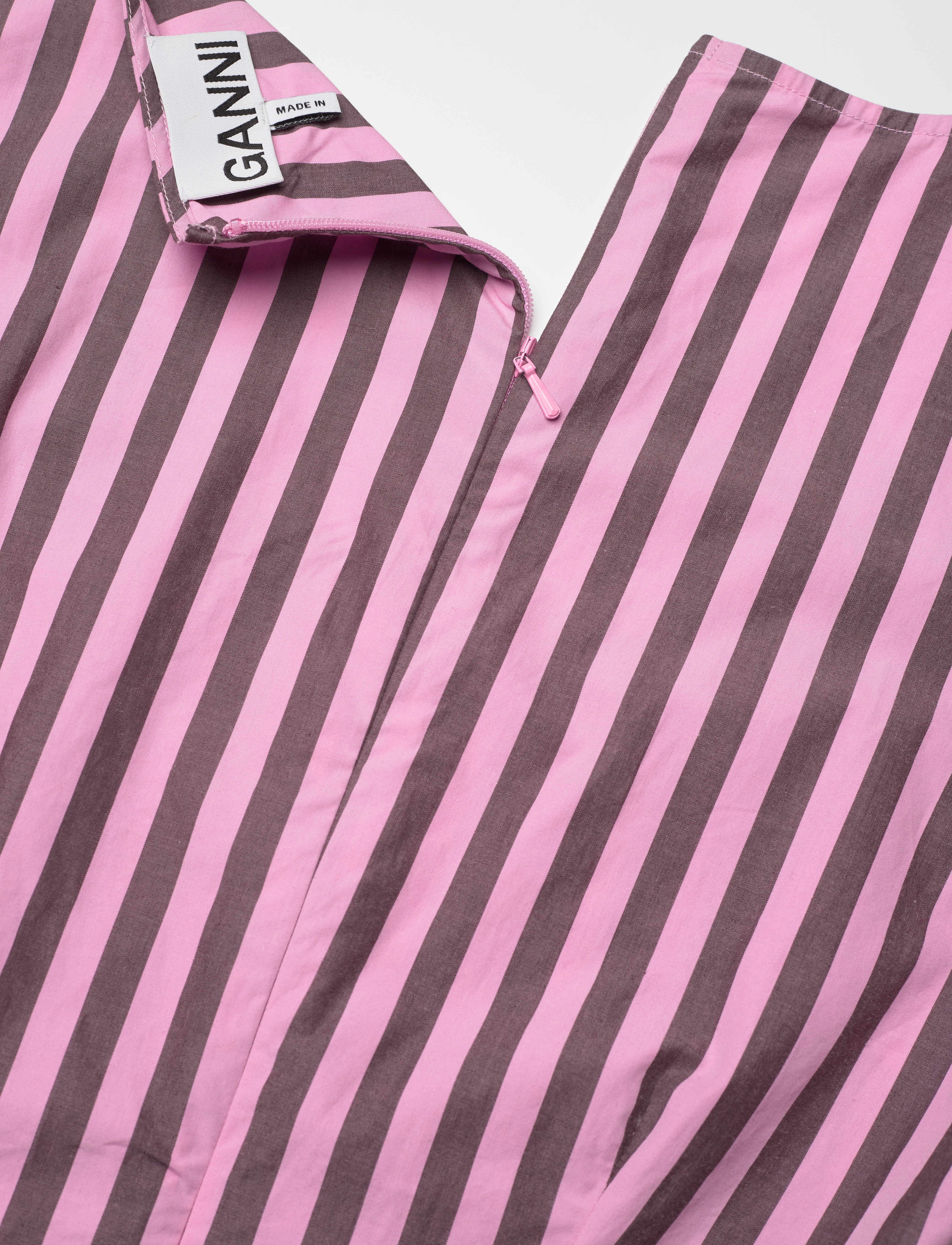 Ganni - Stripe Cotton Cutout Dress - bonbon - 5