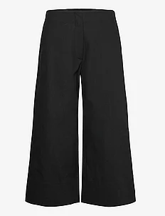 Cotton Suiting Cropped Wide Pants, Ganni