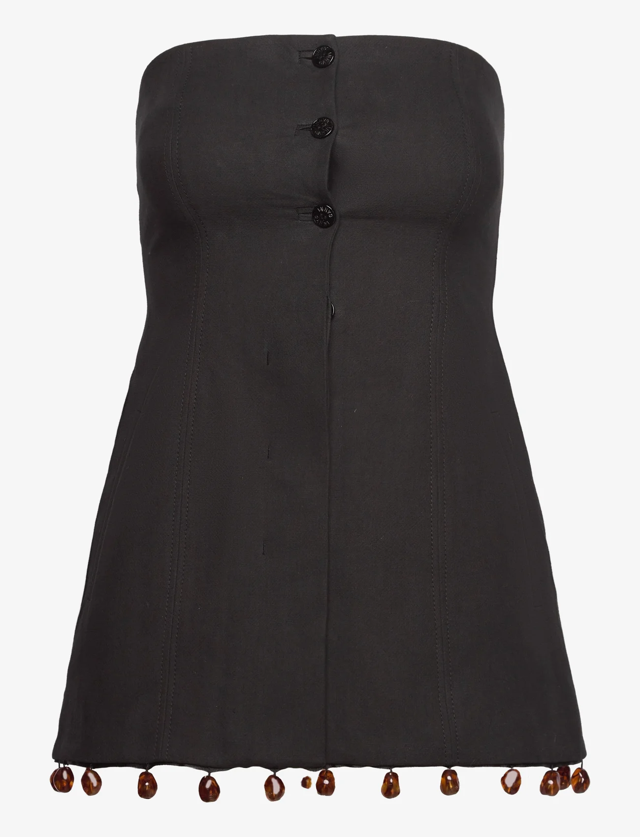 Ganni - Cotton Suiting Sleeveless Top - linnen - black - 0