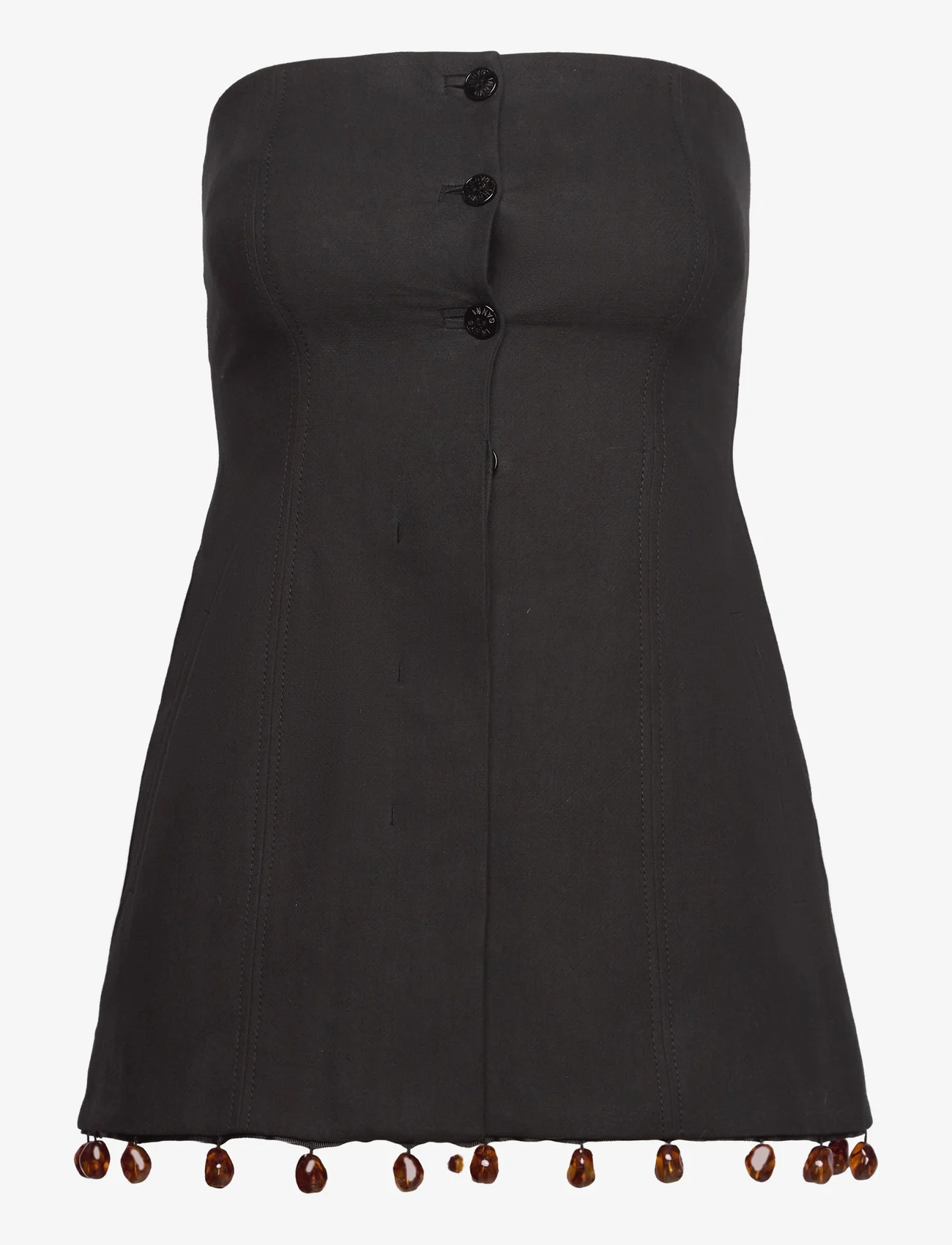 Ganni - Cotton Suiting Sleeveless Top - Ærmeløse toppe - black - 0