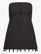 Cotton Suiting Sleeveless Top - BLACK