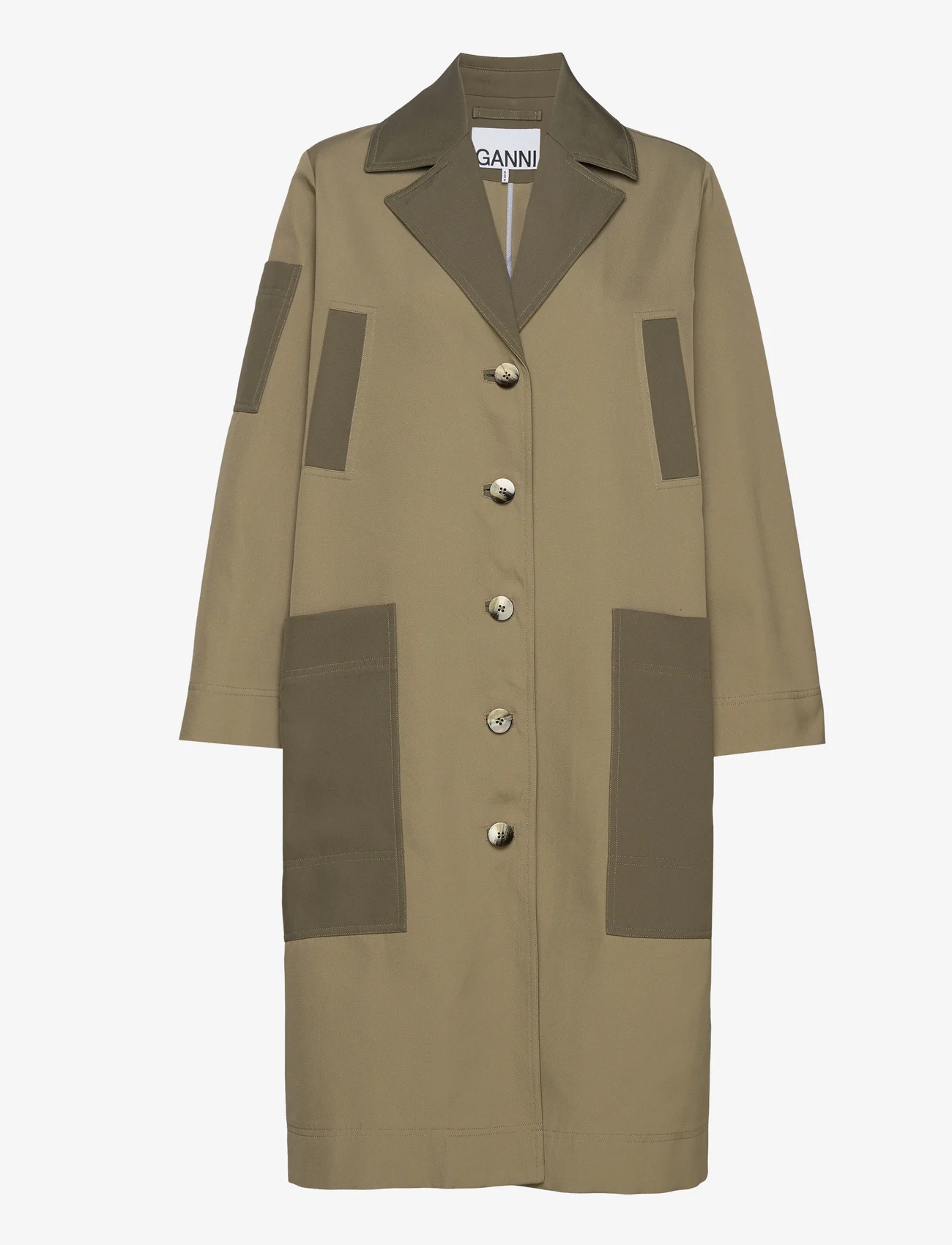 Ganni - Heavy Twill Coat - light coats - aloe - 0