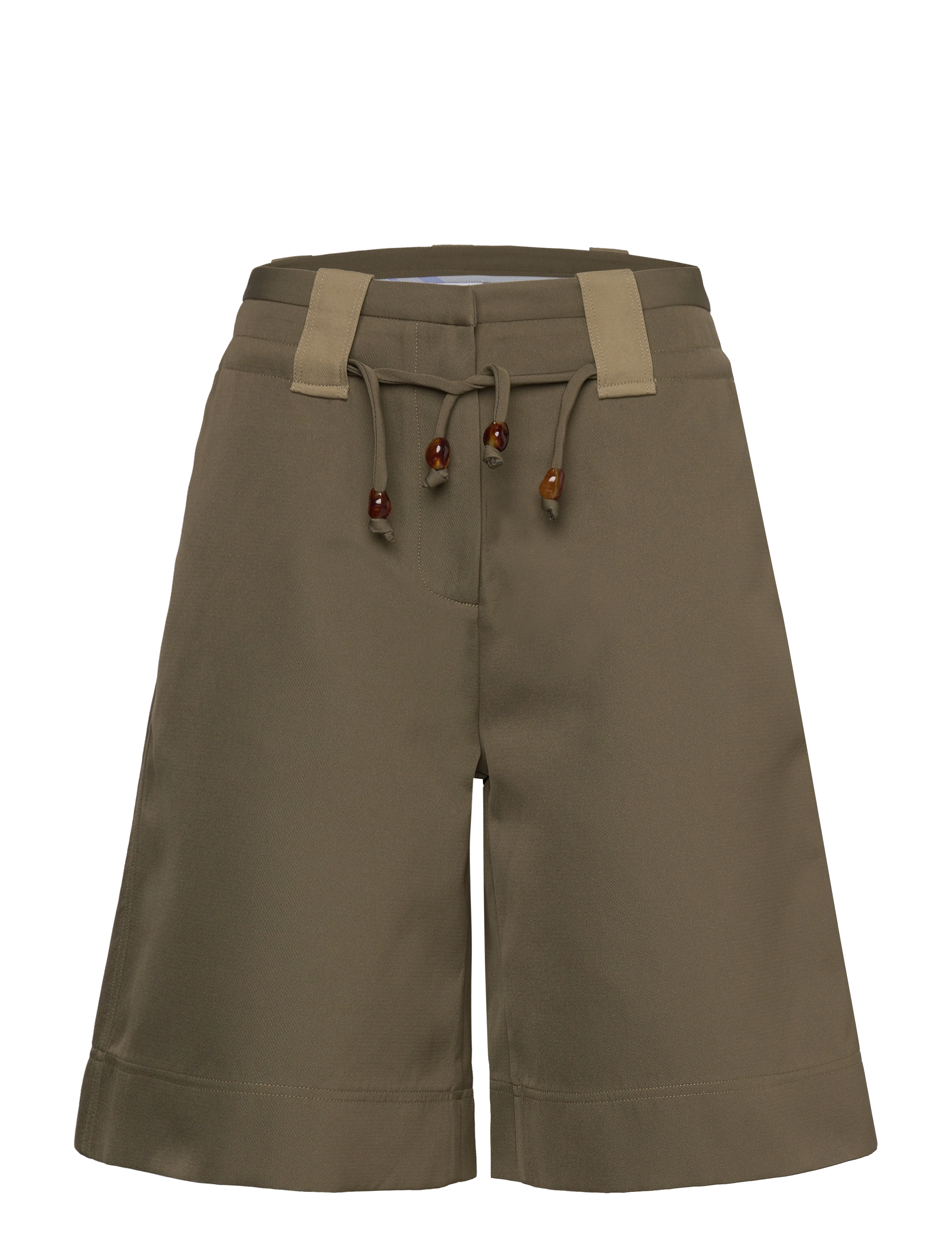 Ganni Heavy Twill Wide Shorts - Shorts - KALAMATA / khaki/green