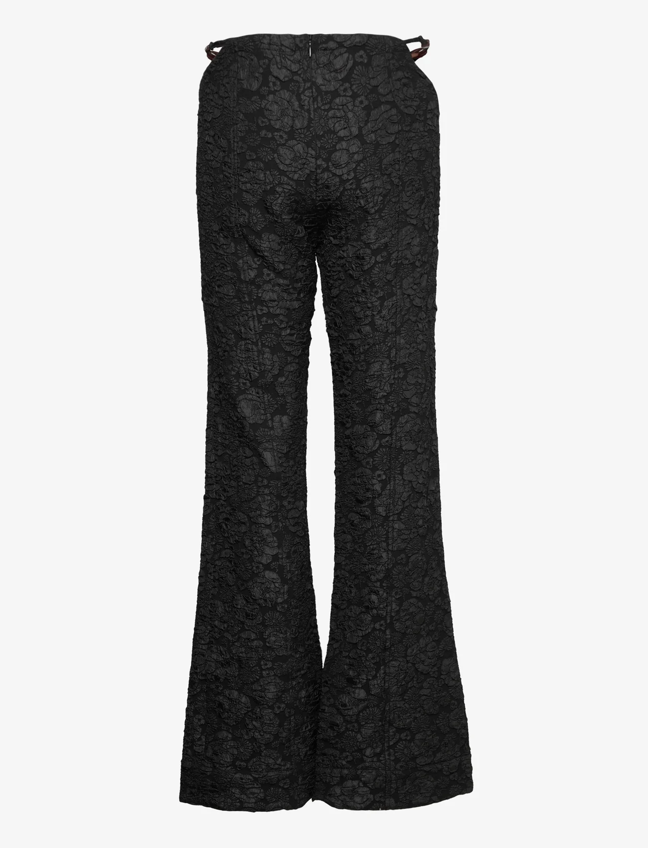 Ganni - Stretch Jacquard Flared Pants - trousers - black - 1