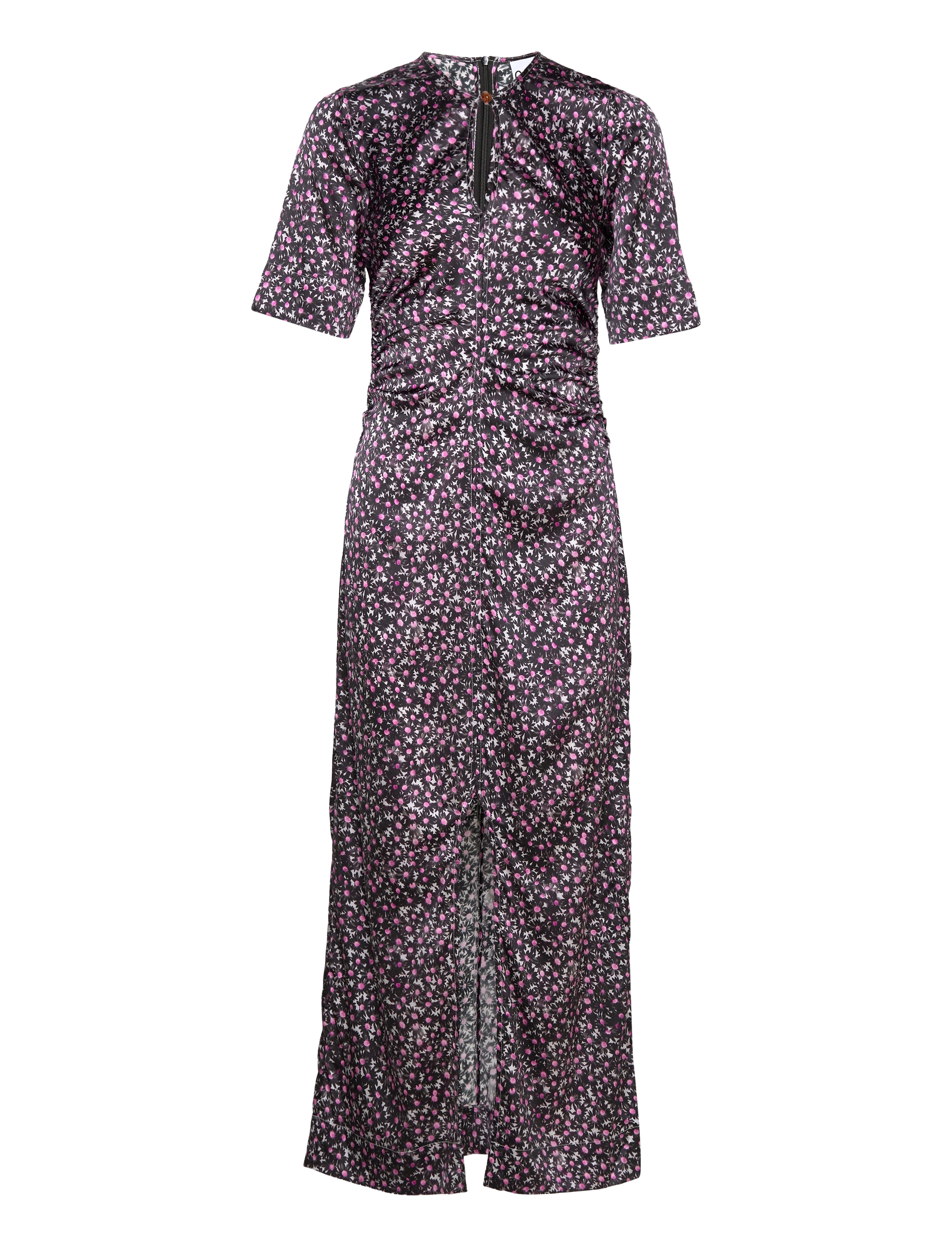 Ganni Silk Stretch Satin Maxi Dress - Ganni - BLACK / black