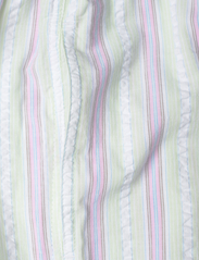 Ganni - Stripe Seersucker Elasticated Mid Waist Pants - straight leg trousers - mauve chalk - 2