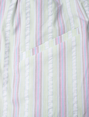 Ganni - Stripe Seersucker Elasticated Mid Waist Pants - straight leg hosen - mauve chalk - 3