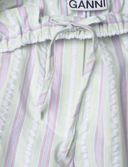 Ganni - Stripe Seersucker Elasticated Mid Waist Pants - rette bukser - mauve chalk - 4