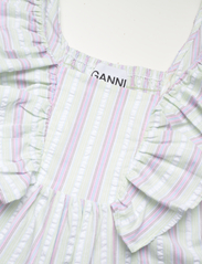 Ganni - Stripe Seersucker Ruffle Blouse - blouses korte mouwen - mauve chalk - 2