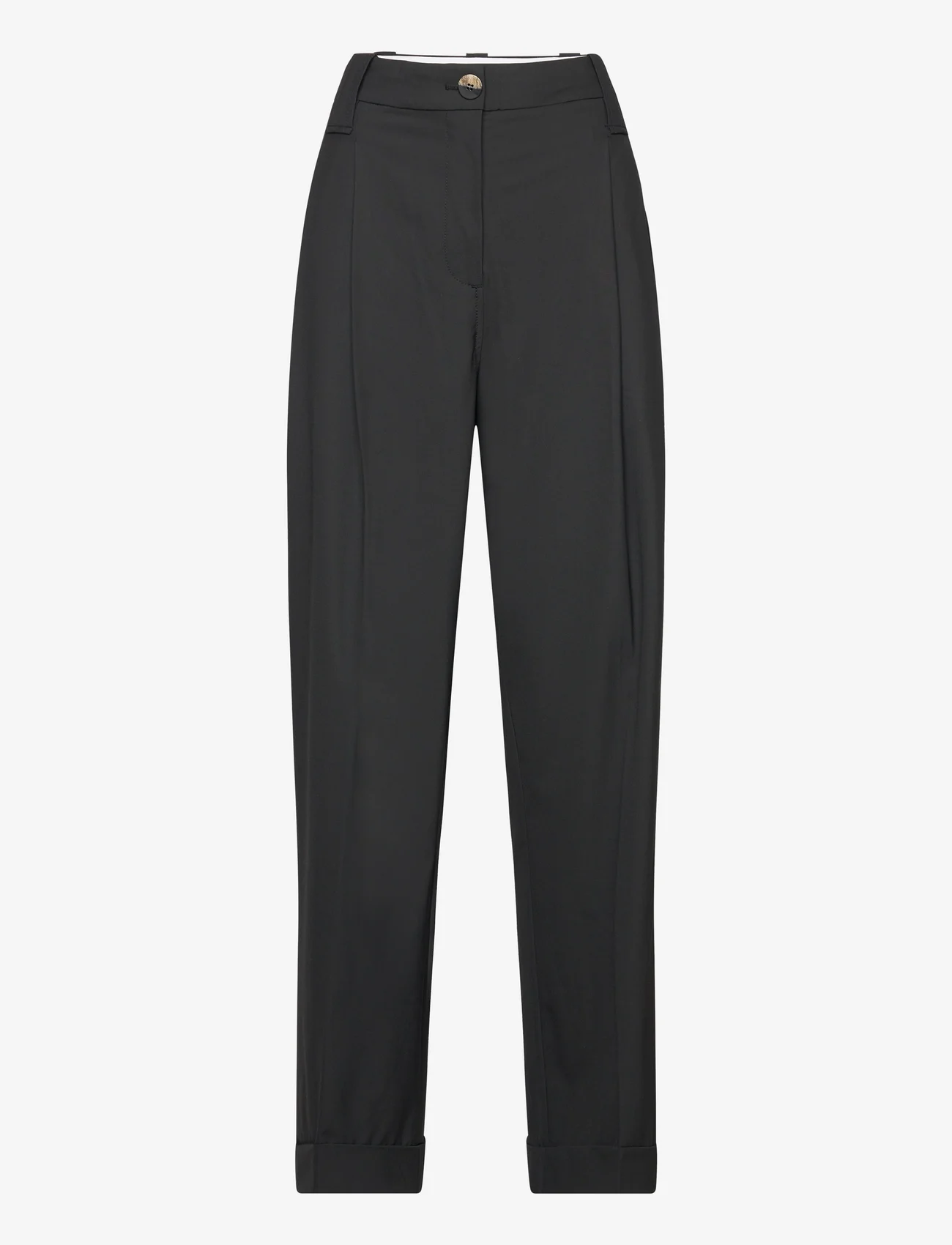 Ganni - Drapey Melange - bukser med brede ben - black - 0