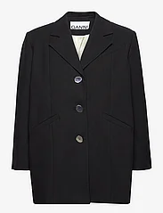 Ganni - Cotton Suiting Oversized Blazer - festkläder till outletpriser - black - 0