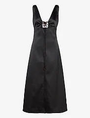 Ganni - Double Satin Halter-Neck Dress - midi dresses - black - 0