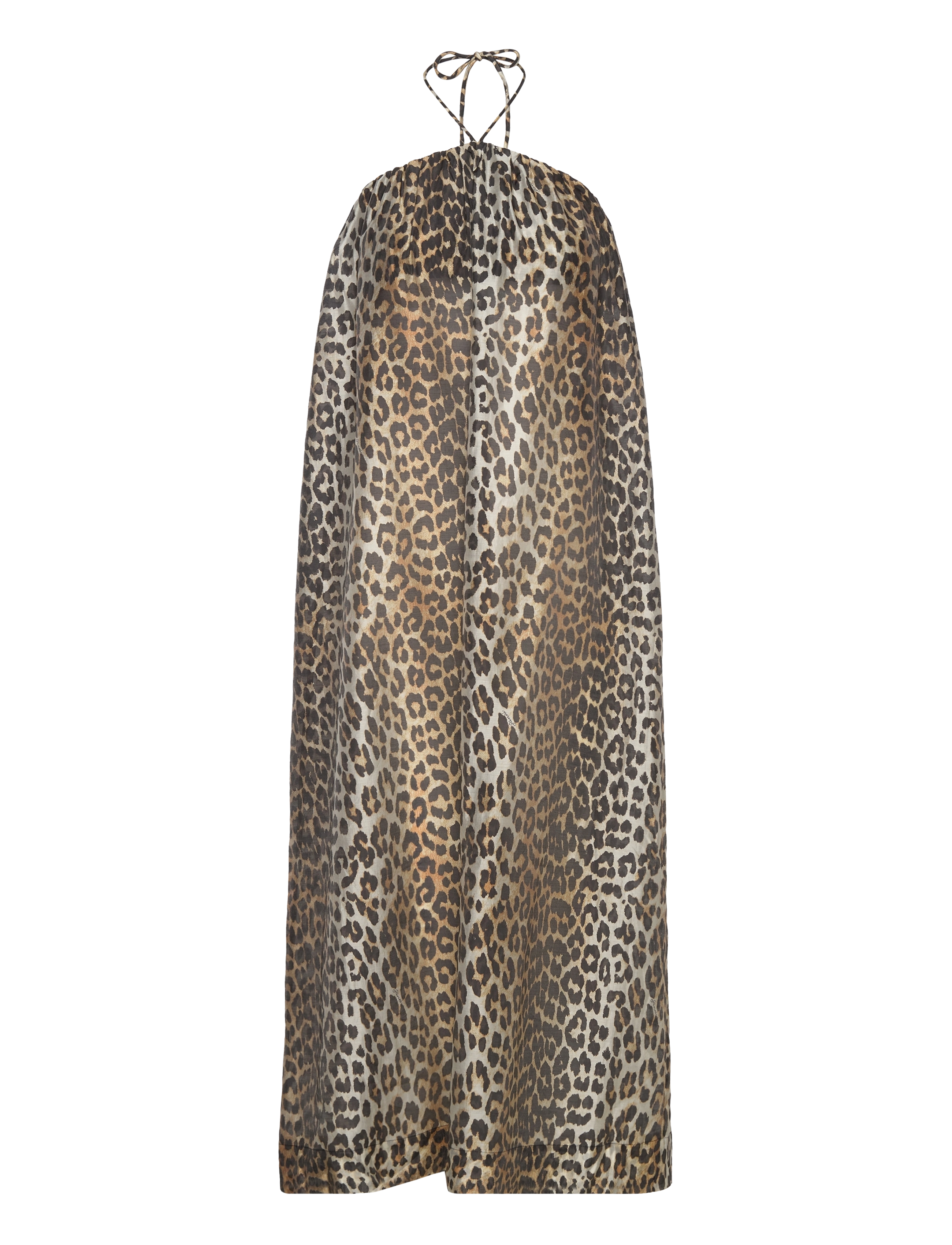 Ganni Sheer Voile Maxi Strap Dress - Ganni - ALMOND MILK / brown