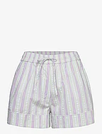 Stripe Seersucker Elasticated Shorts - MAUVE CHALK