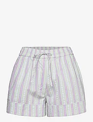 Ganni - Stripe Seersucker Elasticated Shorts - casual korte broeken - mauve chalk - 0