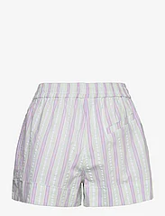 Ganni - Stripe Seersucker Elasticated Shorts - casual shorts - mauve chalk - 1