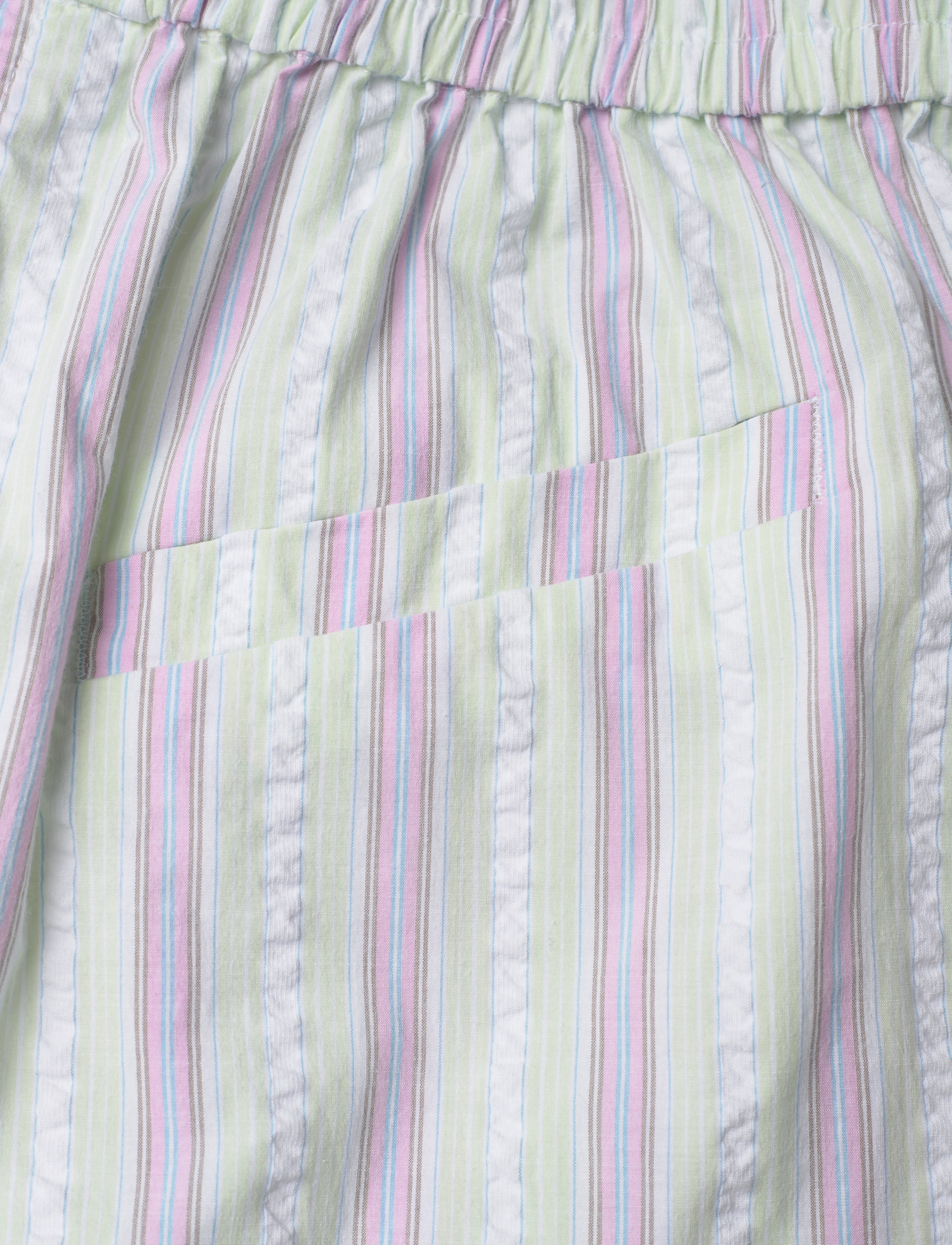Ganni - Stripe Seersucker Elasticated Shorts - casual shorts - mauve chalk - 4
