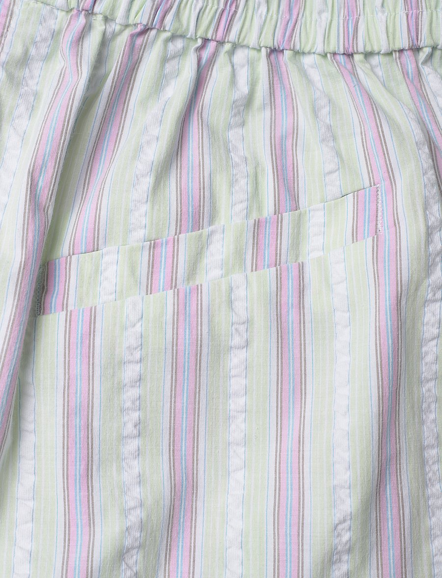 Ganni - Stripe Seersucker Elasticated Shorts - casual shorts - mauve chalk - 4