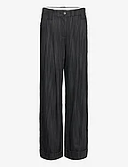 Drapey Stripe Suiting Mid Waist Pleat Pants - BLACK